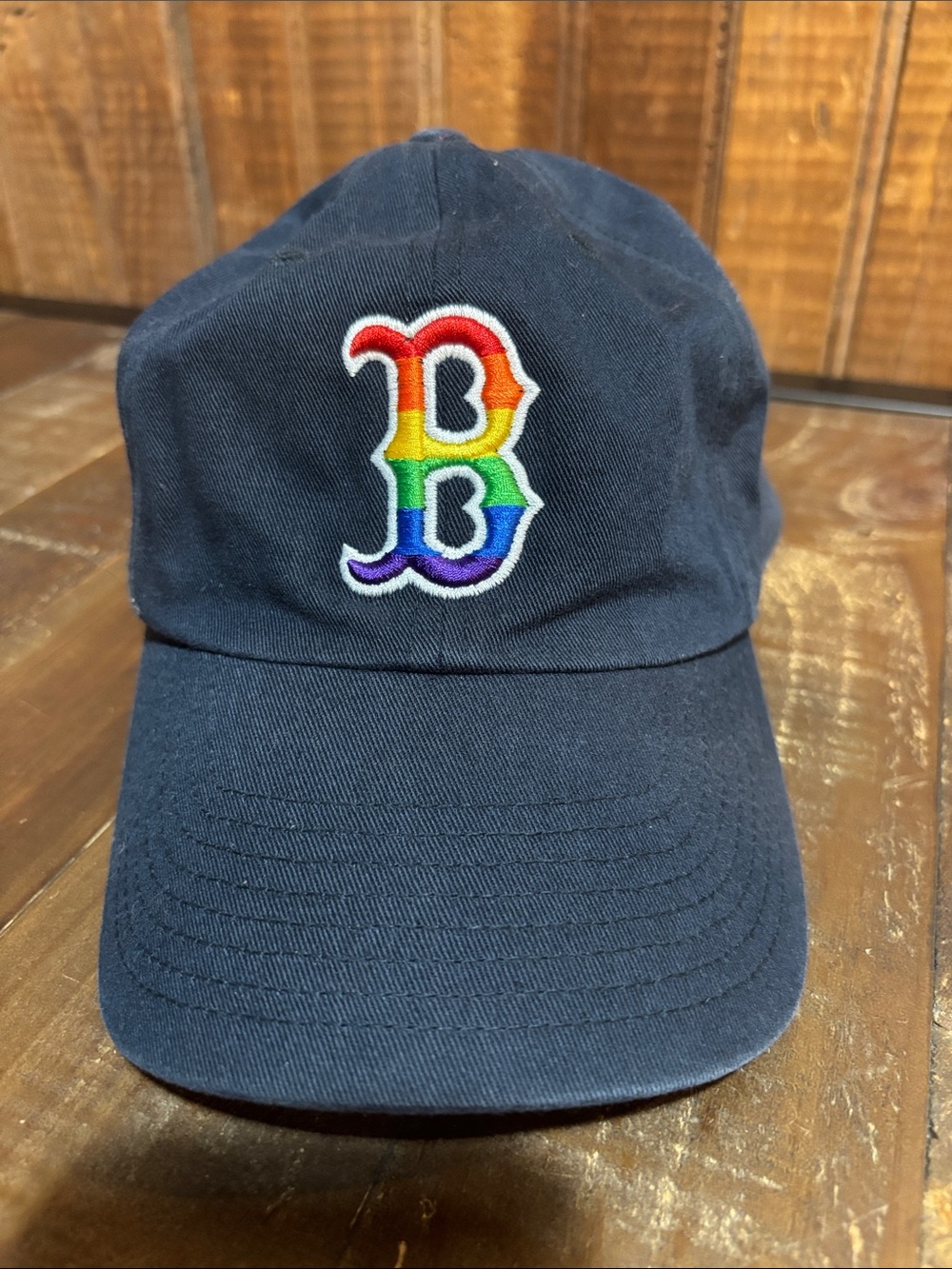 Navy Boston Red Sox Baseball Cap with Rainbow 'B' Patch